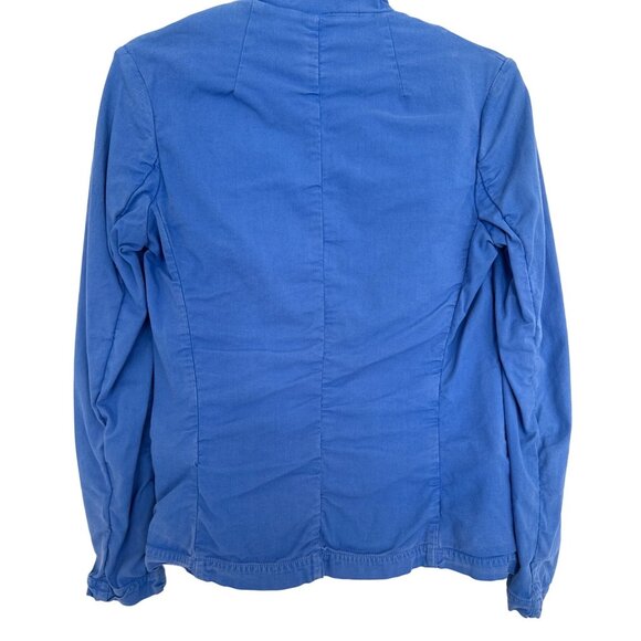 Splendid bright blue button front ruched cropped jacket with welt pockets - Picture 2 of 8